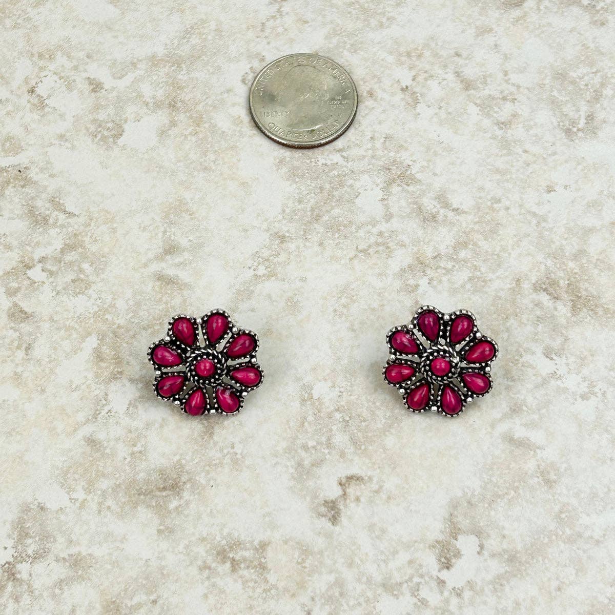 Red Stone Concho Earring