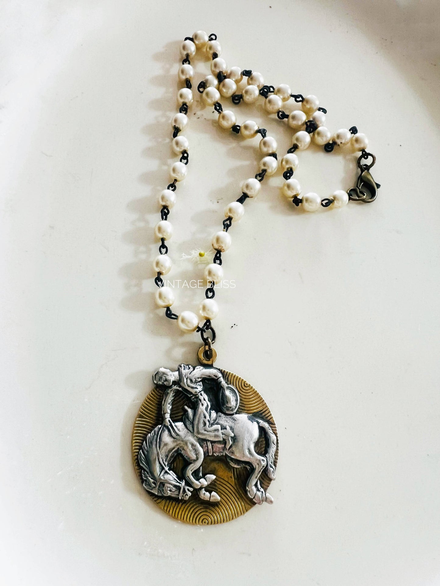Bronc Rider Polished Brass Western Rodeo Chain Necklace