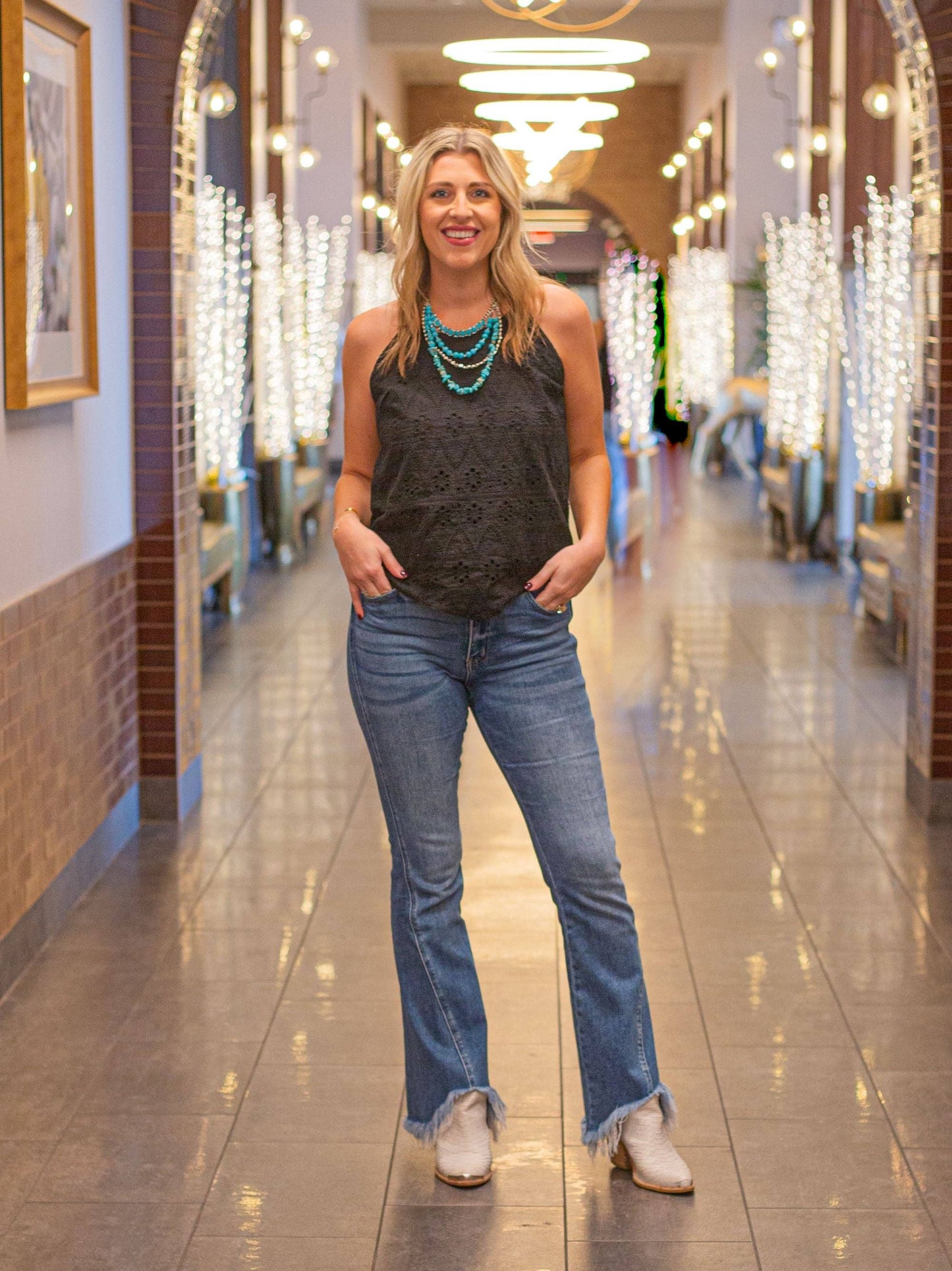Black Eyelet Top