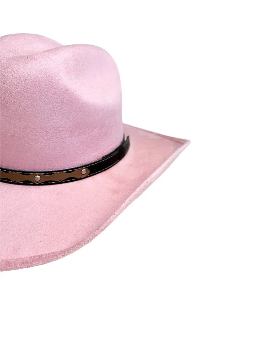 Austin Vegan Suede Cowboy Hat - Blush Pink