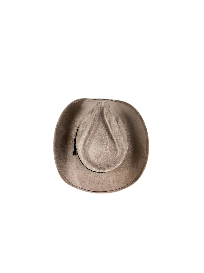 Santa Fe Vegan Suede Cowboy Hat - Sand