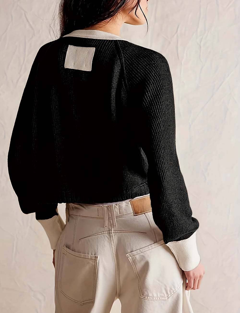 Contrast Color Button Knit Cardigan DPC2618