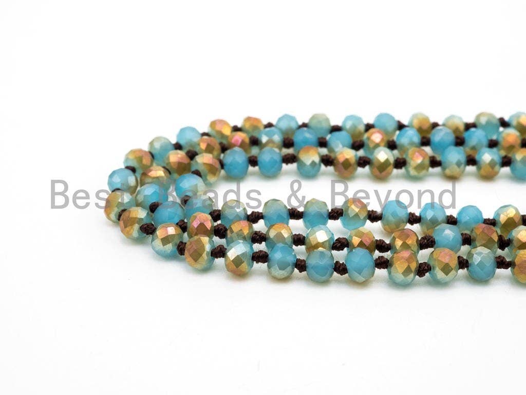 Crystal Necklace 36" Strand - Blue/Gold