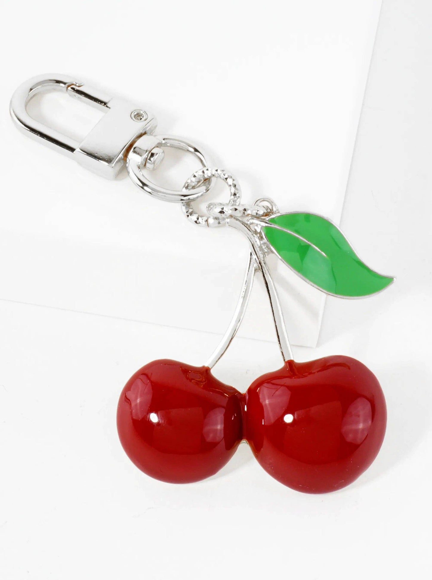 18K-Gold-Dipped 2-inch Large Enamel Cherry Bag Charm