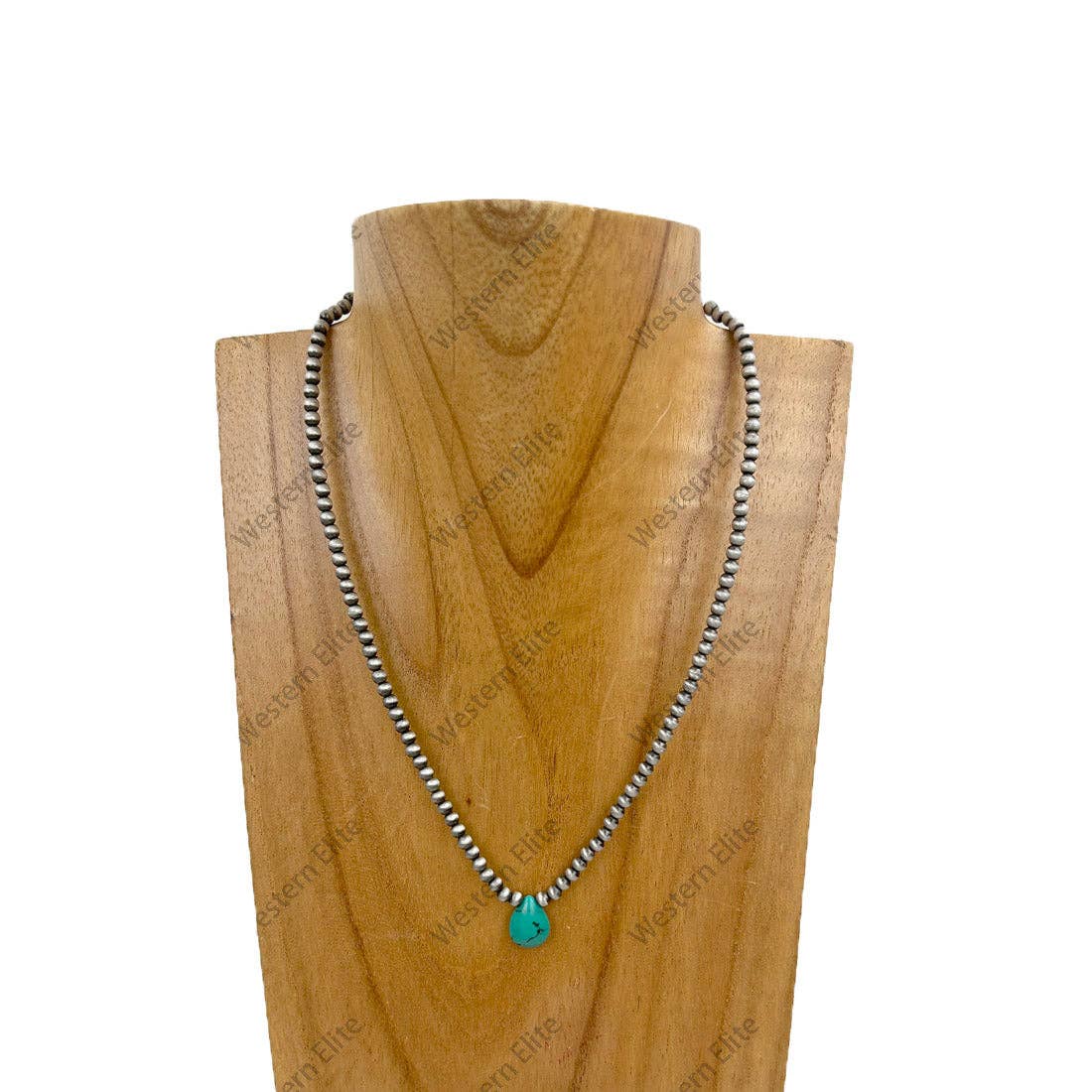 Pearl Beads with Blue-Green Teardrop Necklace