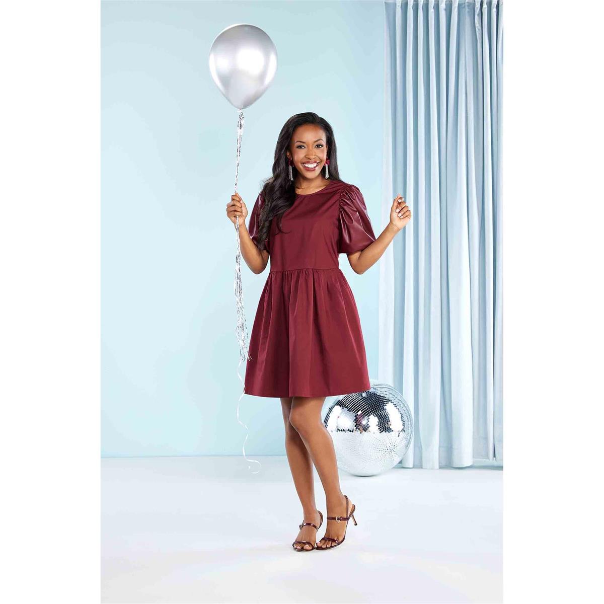 Oxblood Ren Faux Leather Sleeve Dress