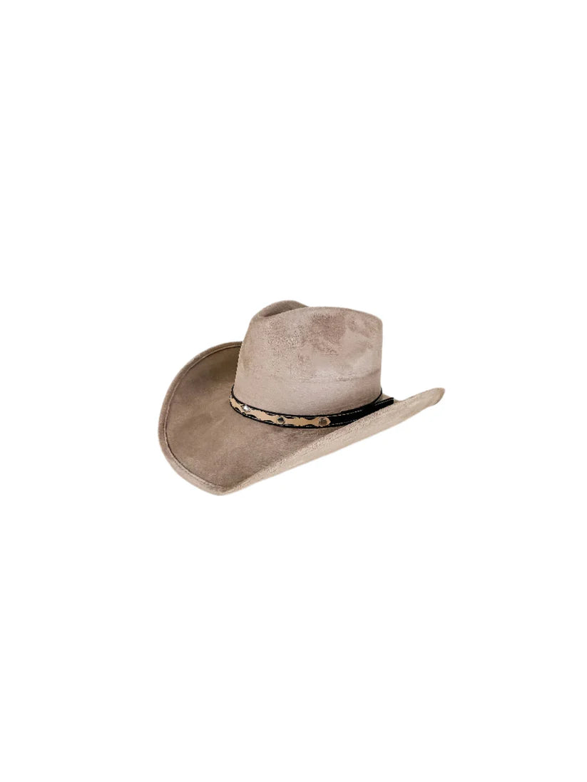 Santa Fe Vegan Suede Cowboy Hat - Sand