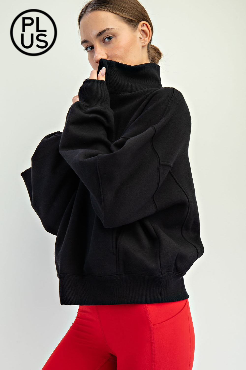French Terry Fleece Quarter Zip - Plus Size