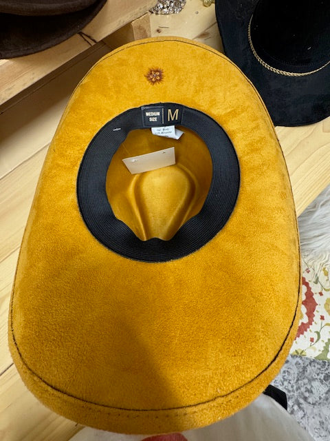 Kendall Mustard Vegan Suede Santa Fe Hat