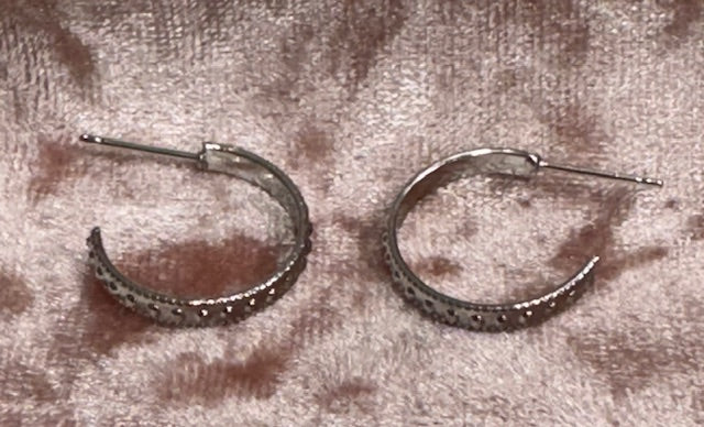 Small Silver Hoops with Dots