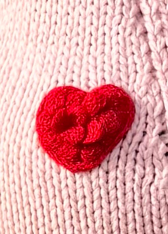 Knit Cardi with Bubble Hearts