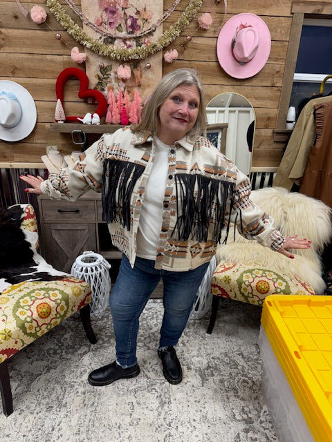 Boho Breeze Fringe Aztec Jacket