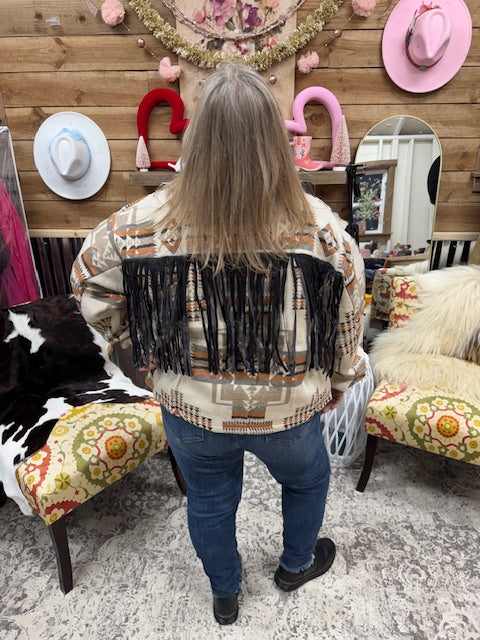 Boho Breeze Fringe Aztec Jacket
