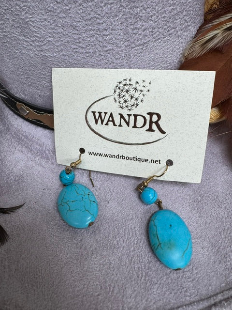 Turquoise colored stone dangle earrings