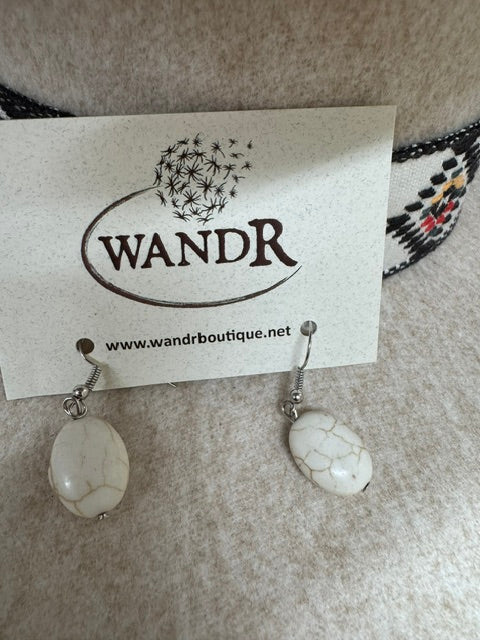 Ivory Oval Howlite Dangle Earring