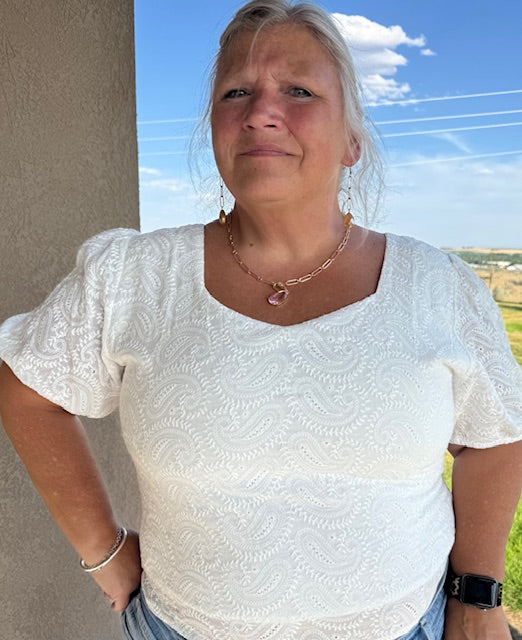 White Eyelet Top