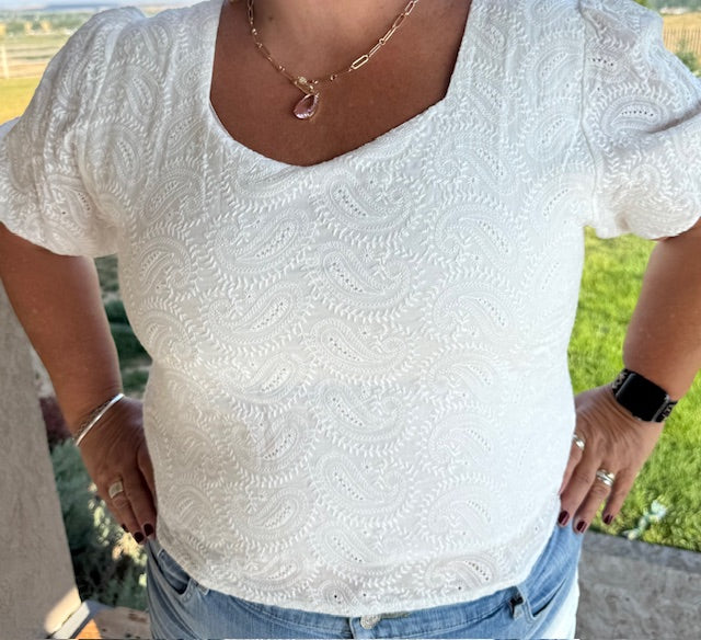 White Eyelet Top