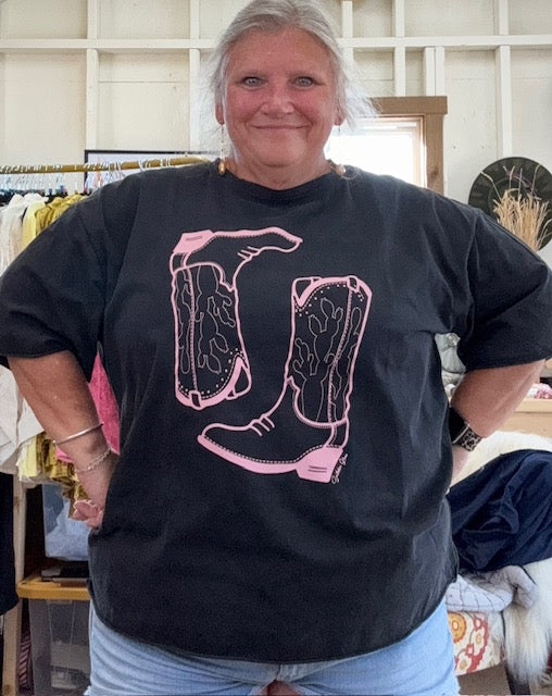 Pink Western Boots Tee