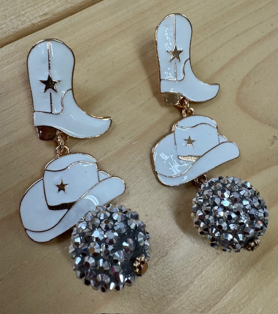 Boot, Hat, Disco Ball Dangle Earrings