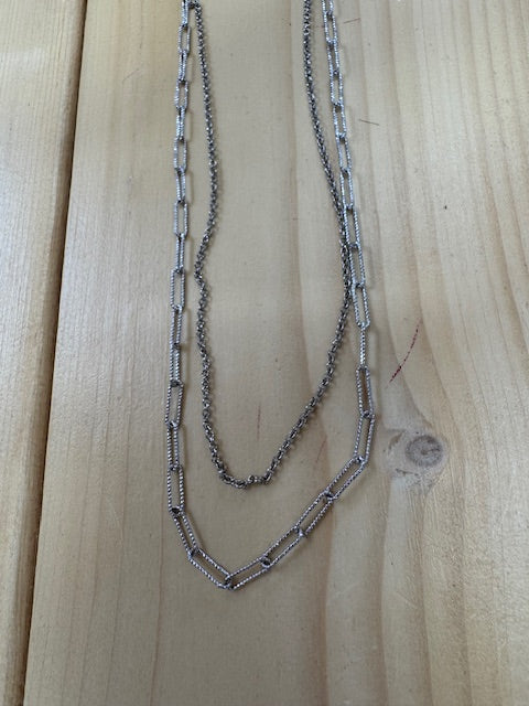 Double Chain Necklace Silver