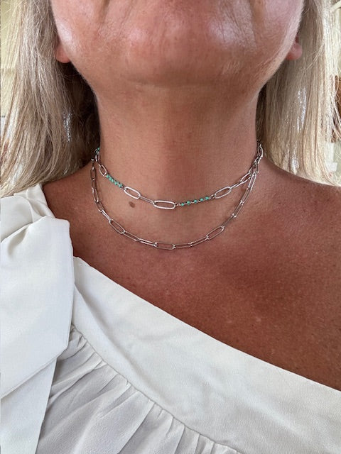 Turquoise Beaded Double Chain Necklace