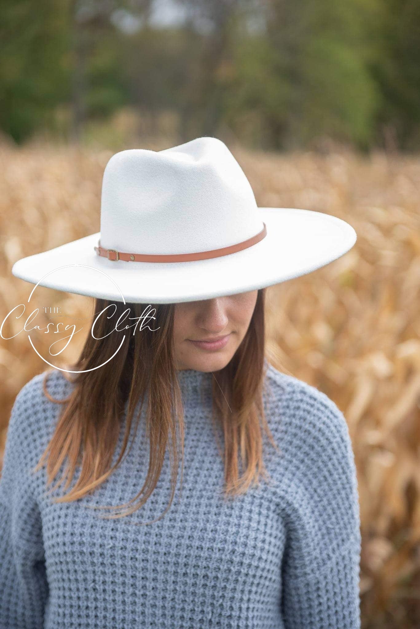Wide Brim Felt Hat - Crisp White