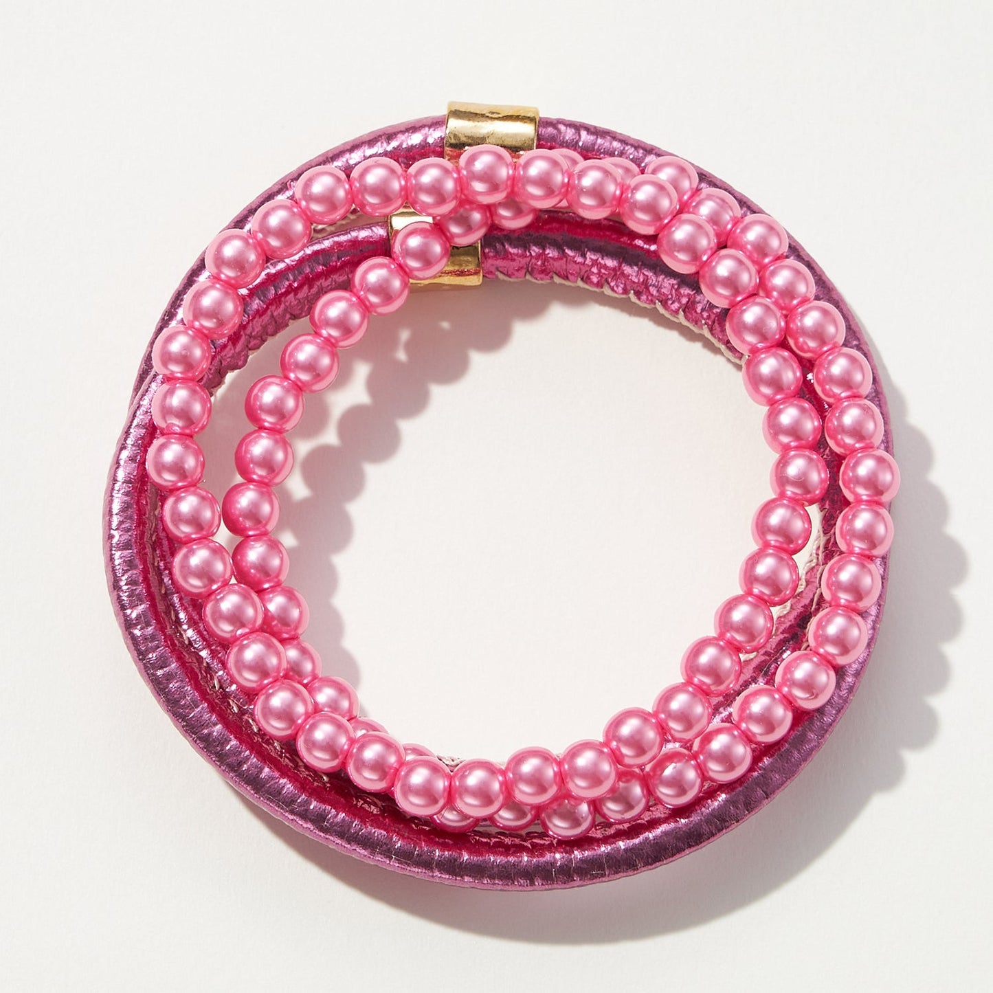 Pink Glitter Pearlized Tube Bangle Bracelet