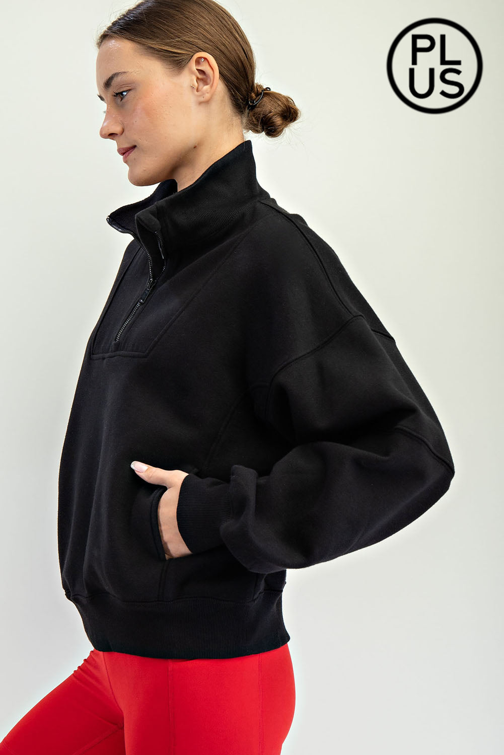 French Terry Fleece Quarter Zip - Plus Size