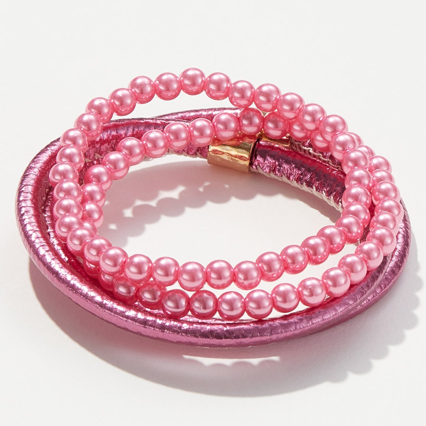 Pink Glitter Pearlized Tube Bangle Bracelet