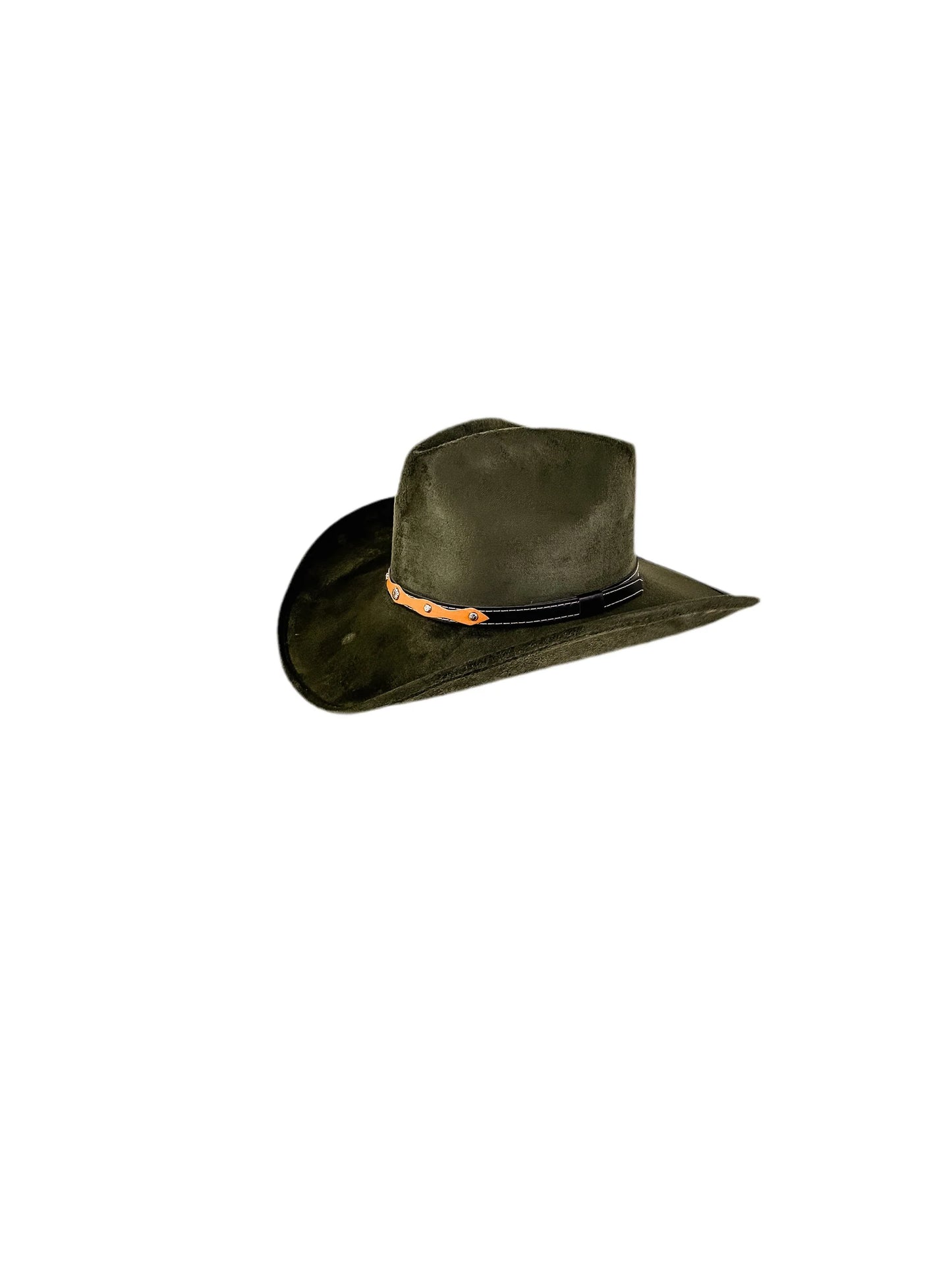 Santa Fe Vegan Suede Cowboy Hat - Olive Green