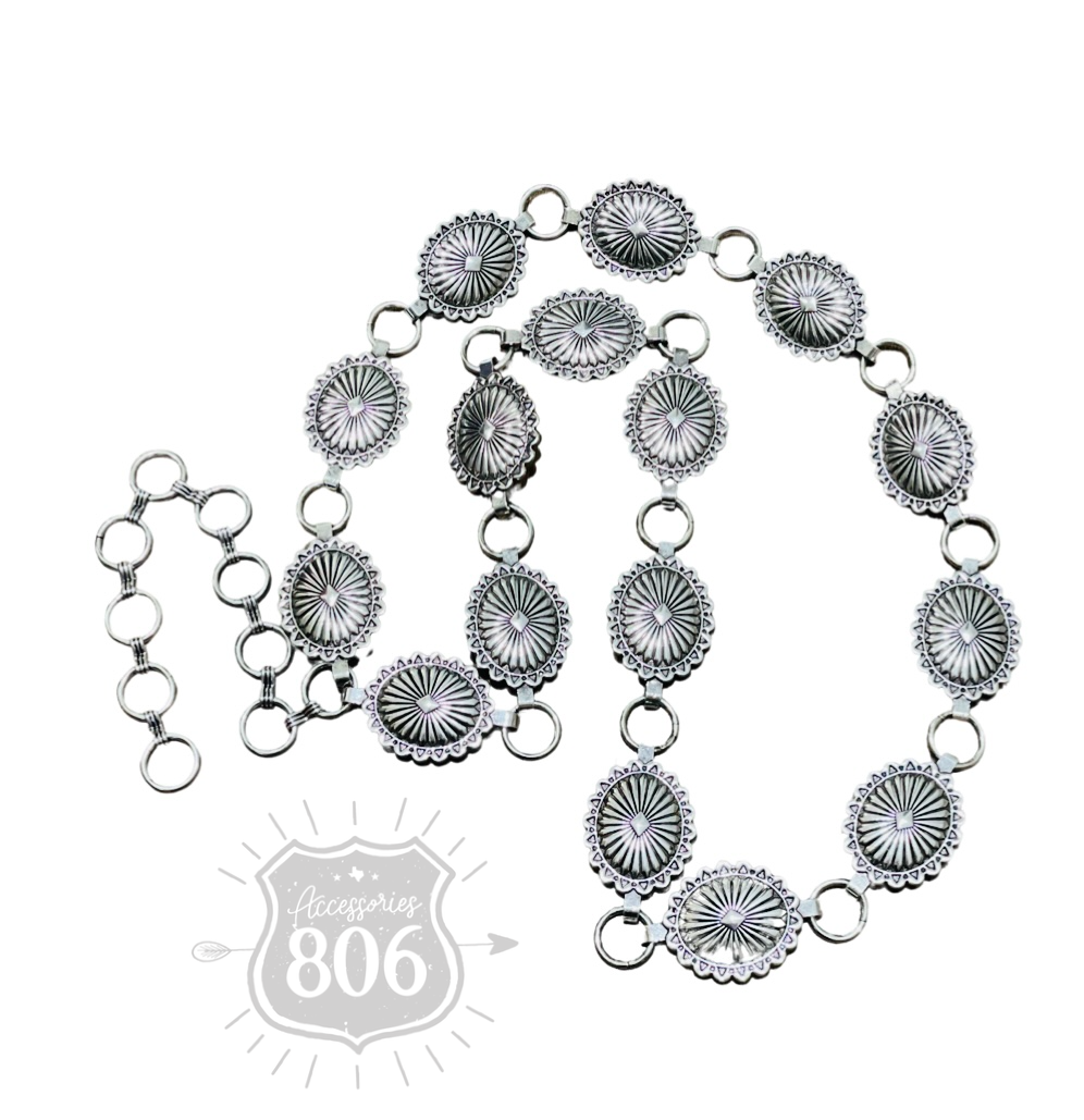 Silver Oval Concho Belt