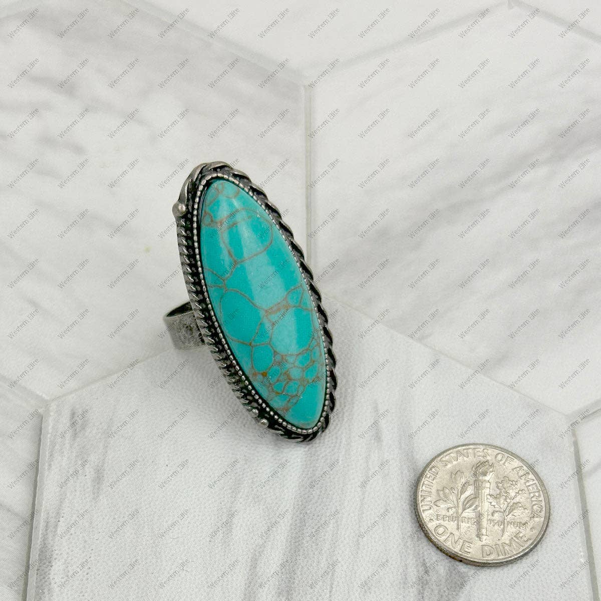 Blue Oval Adjustable Ring
