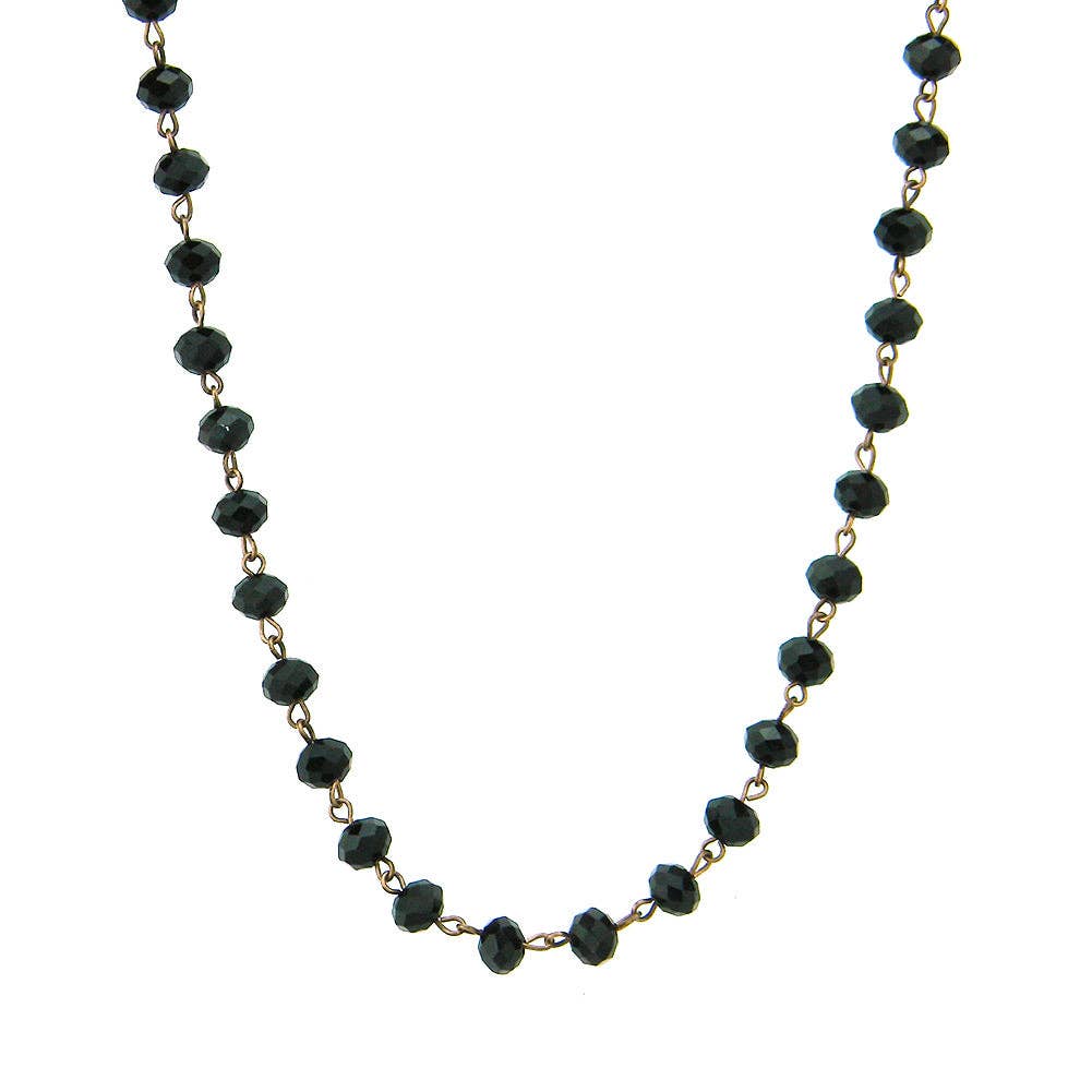 Black Crystal Bead Necklace