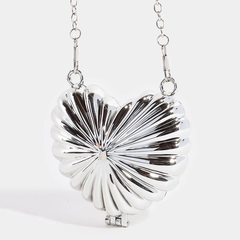 Metallic Shining Heart Clutch Coin Purse