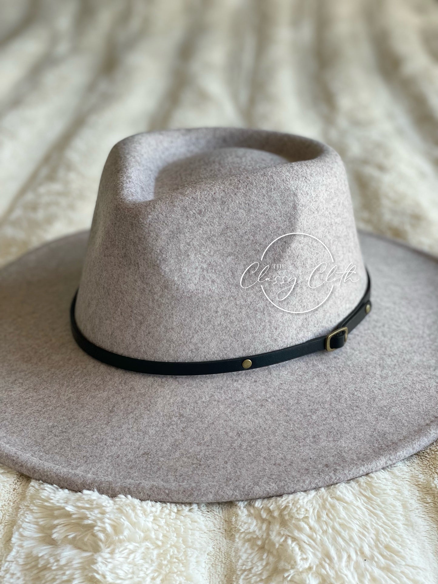 Wool Blend Wide Brim Hat - Natural