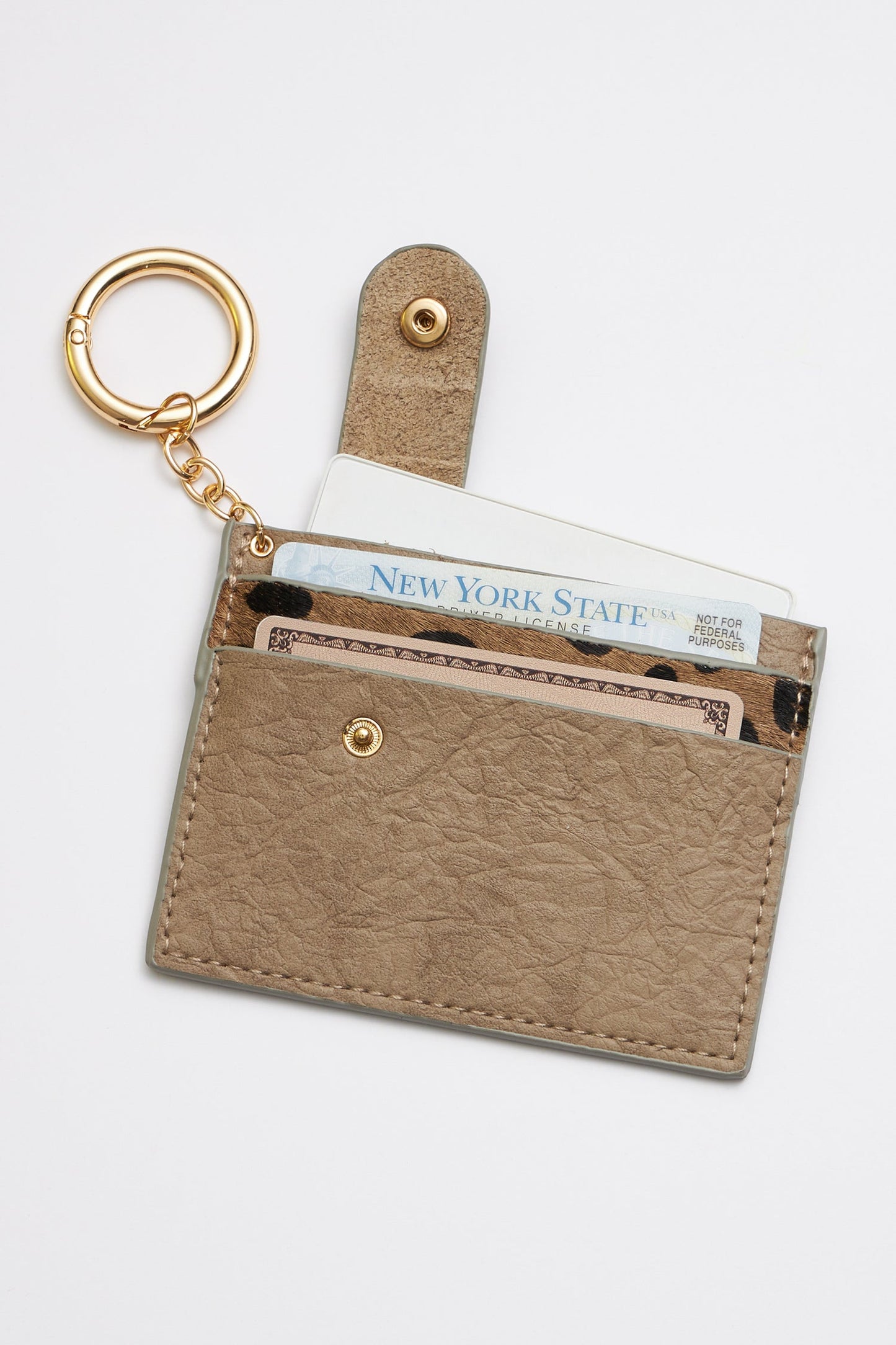Leather Card Holder Keychains - Grey