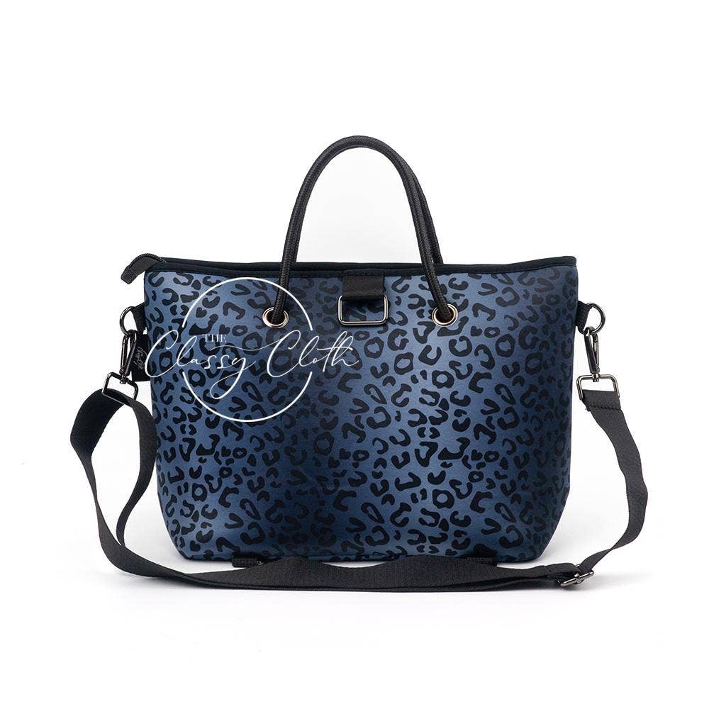 Neoprene Mini Carryall Tote - Black Leopard