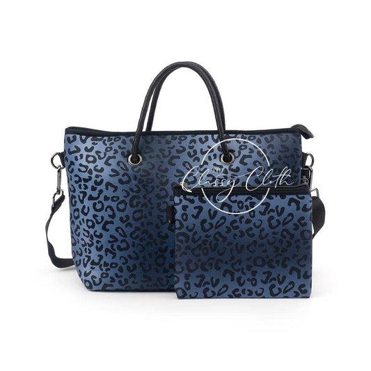 Neoprene Mini Carryall Tote - Black Leopard