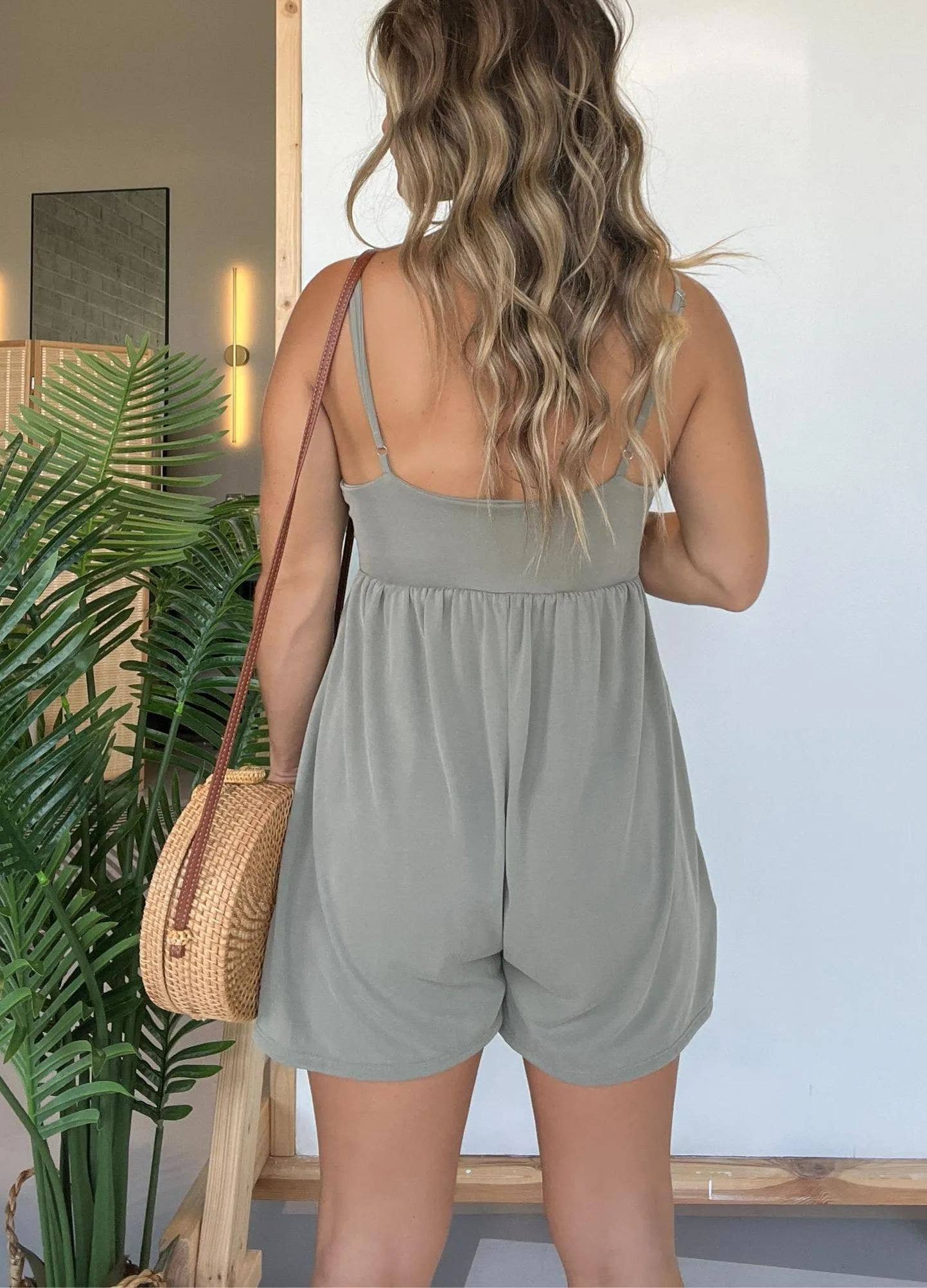 Black Shorts Romper with Pockets