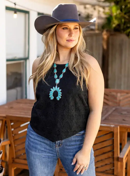 Black Eyelet Top