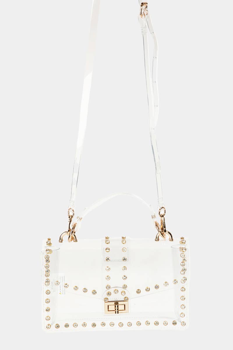 Transparent Rectangle Rhinestone Trim Bag – WandR