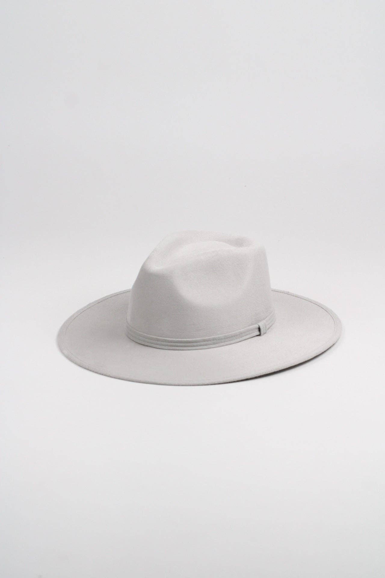 Vegan Suede Rancher Hat - Light Grey