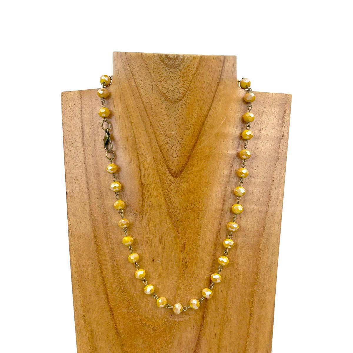 Multiple Color Choices - Faceted Crystal Beads on Copper-Tone Chain