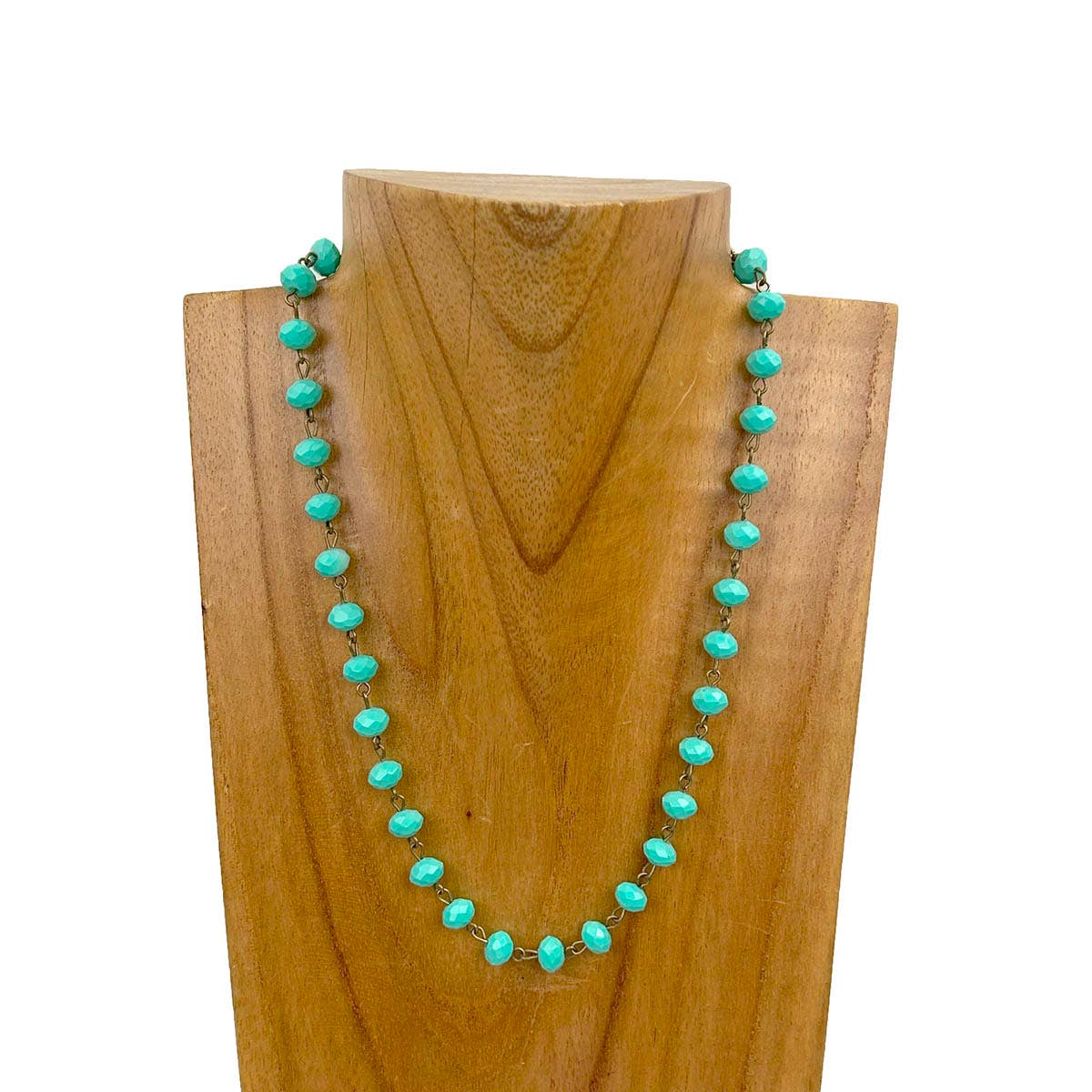 Multiple Color Choices - Faceted Crystal Beads on Copper-Tone Chain