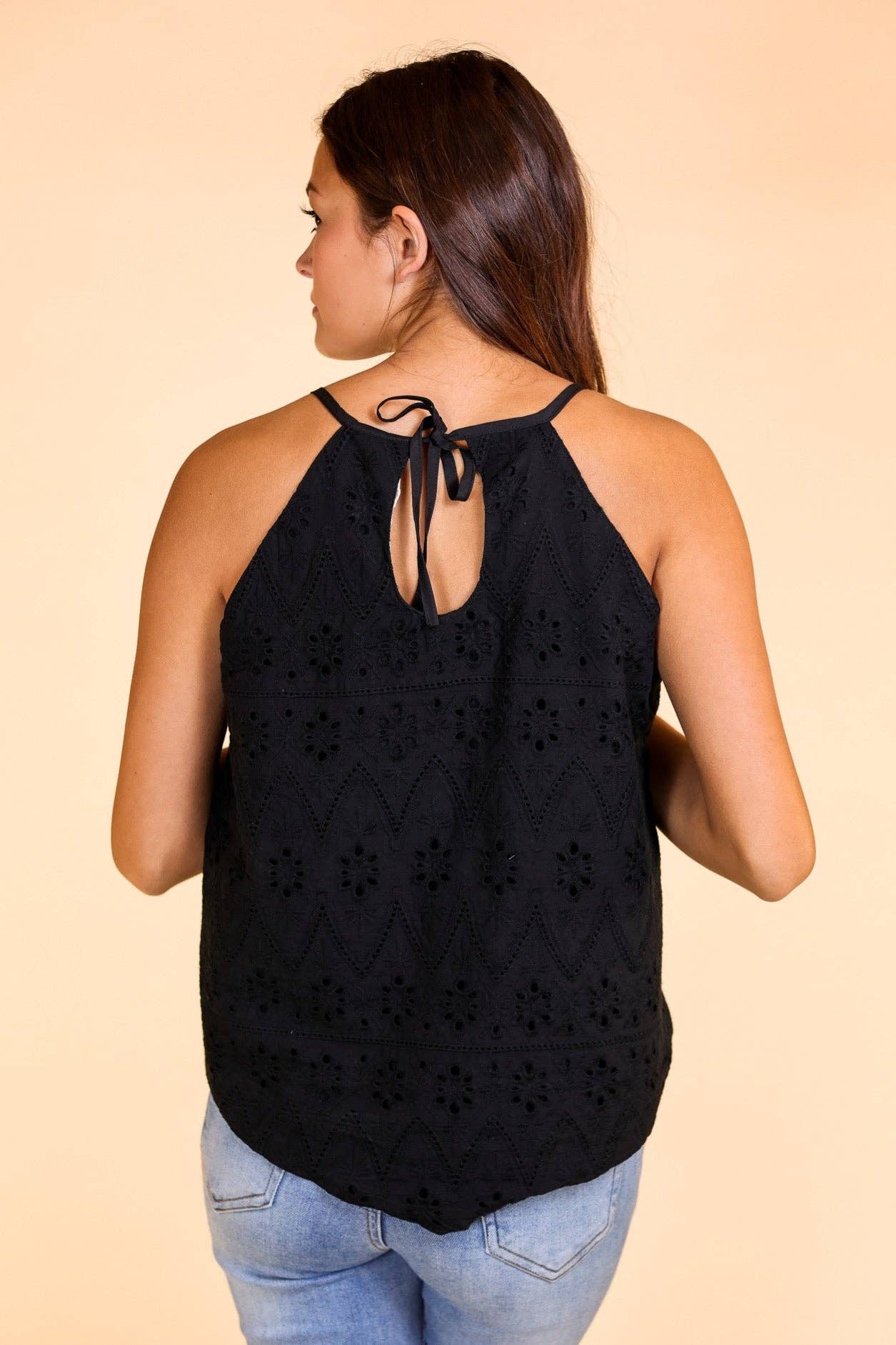 Black Eyelet Top