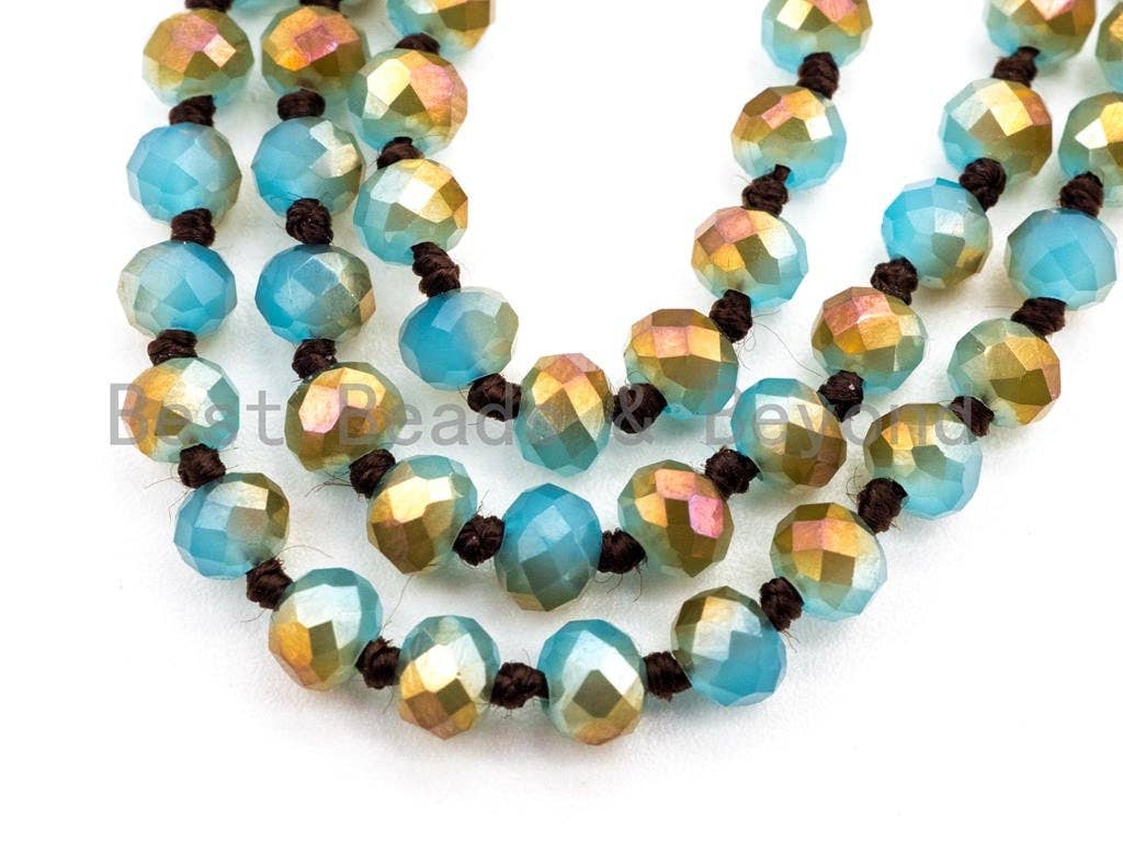 Crystal Necklace 36" Strand - Blue/Gold