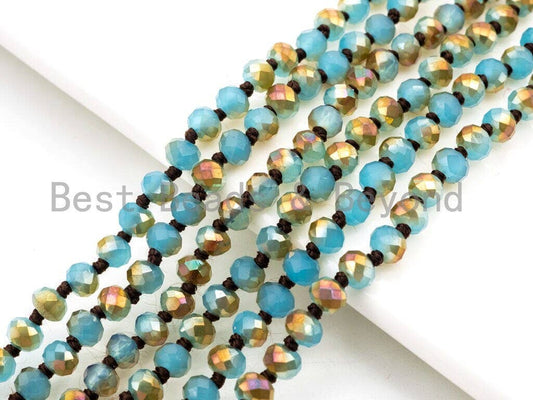 Crystal Necklace 36" Strand - Blue/Gold