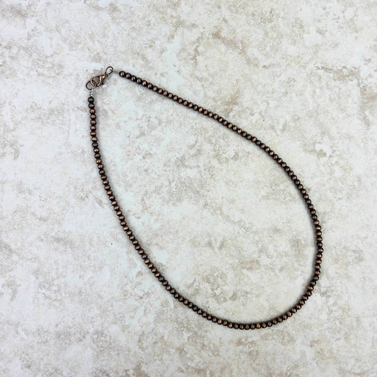 Copper-Tone 4mm Pearl Beads 17" Long