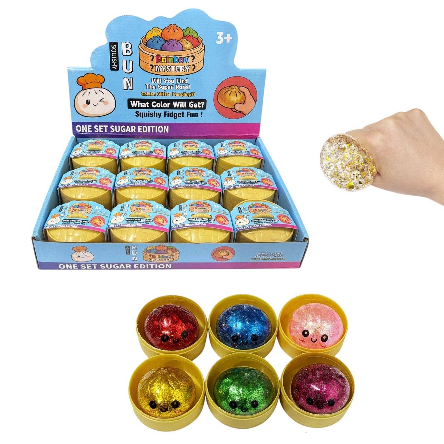 Mystery Mini Glitter Gel Bead Squishy Dumpling With Steamer