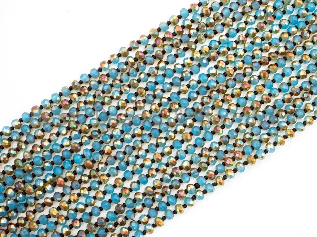 Crystal Necklace 36" Strand - Blue/Gold